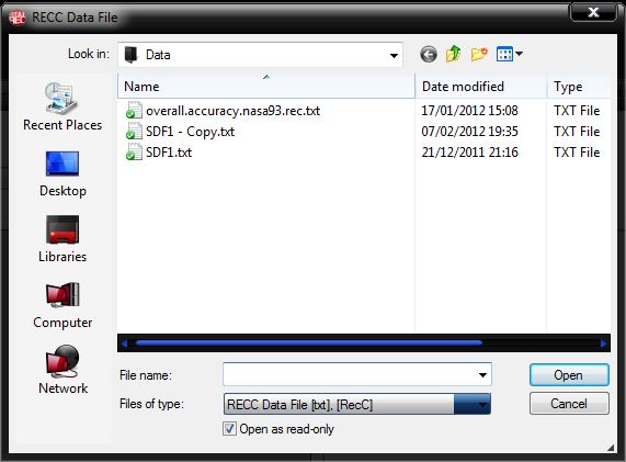 StatREC import file dialogue
